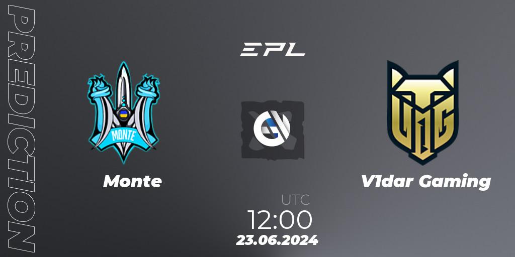 Monte - V1dar Gaming: ennuste. 23.06.2024 at 12:00, Dota 2, European Pro League Season 19: Division 2