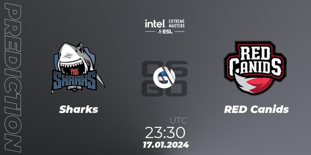 Sharks - RED Canids: ennuste. 17.01.2024 at 23:30, Counter-Strike (CS2), Intel Extreme Masters China 2024: South American Closed Qualifier