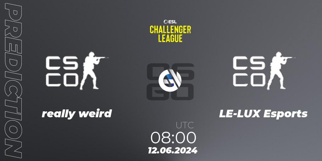 really weird - LE-LUX Esports: ennuste. 12.06.2024 at 08:00, Counter-Strike (CS2), ESL Challenger League Season 47 Relegation: Oceania