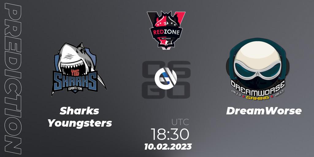 Sharks Youngsters - DreamWorse: ennuste. 10.02.2023 at 18:30, Counter-Strike (CS2), RedZone PRO League 2023 Season 1