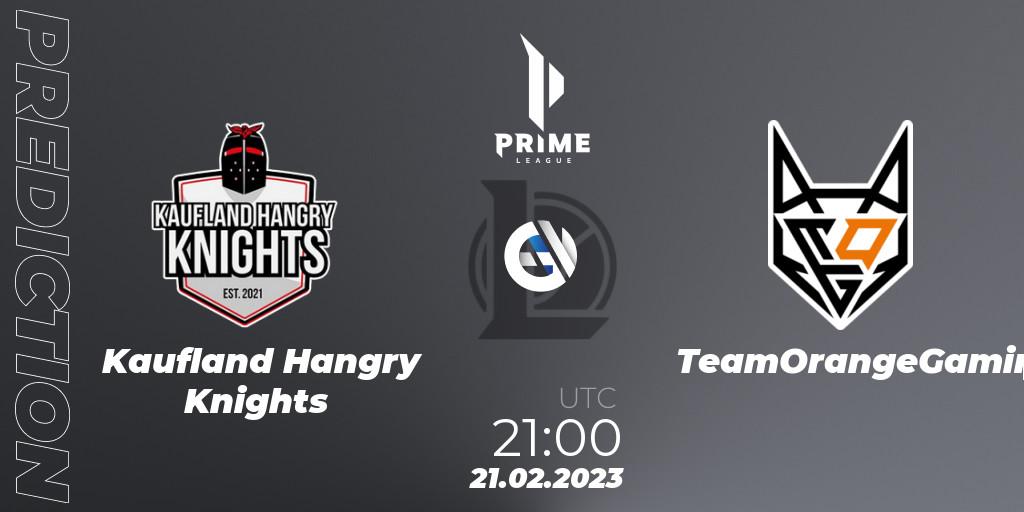 Kaufland Hangry Knights - TeamOrangeGaming: ennuste. 21.02.2023 at 21:00, LoL, Prime League 2nd Division Spring 2023 - Group Stage