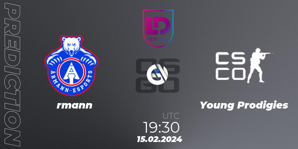 Ármann - Young Prodigies: ennuste. 15.02.24, CS2 (CS:GO), Icelandic Esports League Season 8: Regular Season