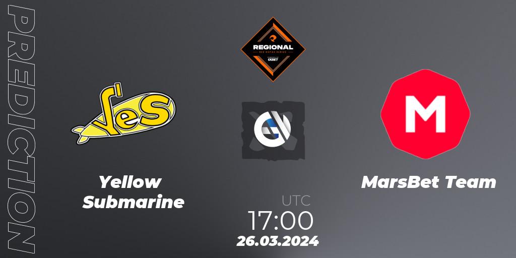 Yellow Submarine - MarsBet Team: ennuste. 26.03.2024 at 18:00, Dota 2, RES Regional Series: EU #1
