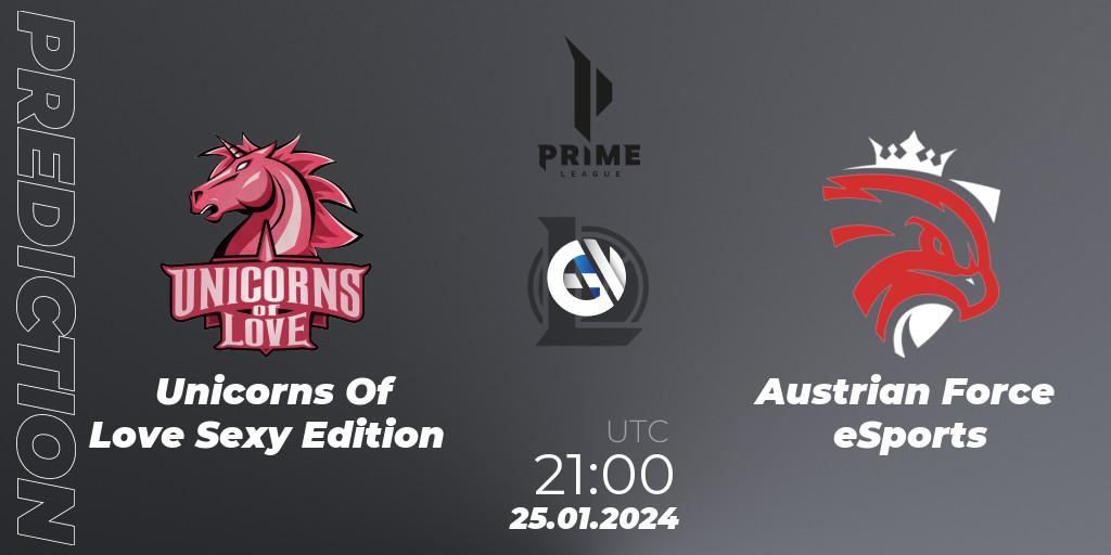 Unicorns Of Love Sexy Edition - Austrian Force eSports: ennuste. 25.01.2024 at 21:00, LoL, Prime League Spring 2024 - Group Stage