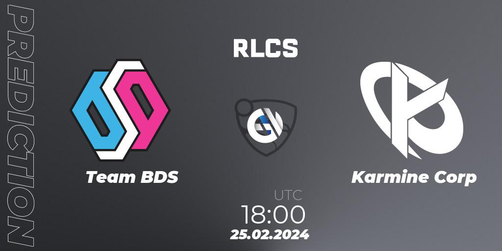 Team BDS - Karmine Corp: ennuste. 25.02.2024 at 18:00, Rocket League, RLCS 2024 - Major 1: Europe Open Qualifier 2