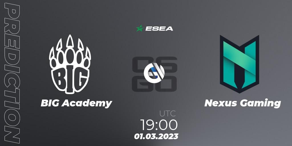 BIG Academy - Nexus Gaming: ennuste. 03.03.2023 at 16:00, Counter-Strike (CS2), ESEA Season 44: Advanced Division - Europe