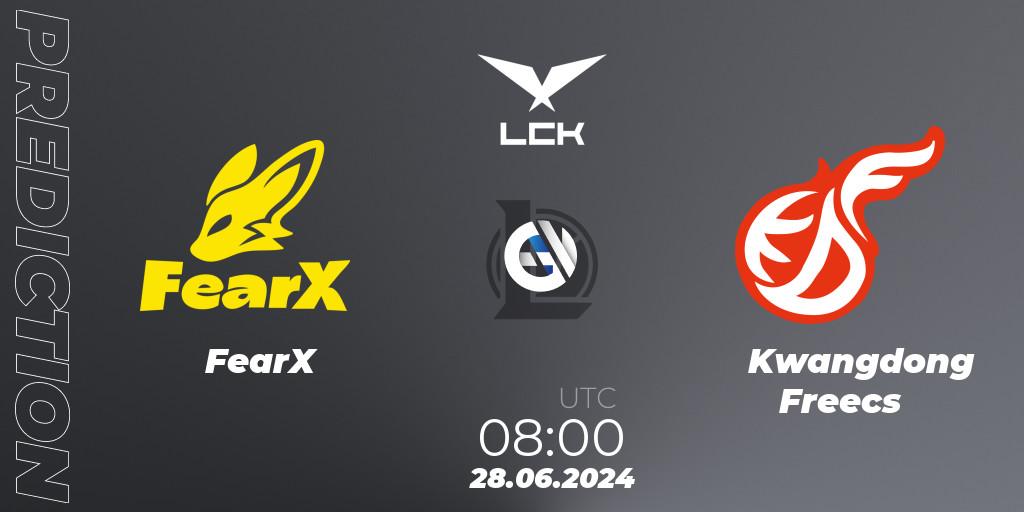 FearX - Kwangdong Freecs: ennuste. 28.06.2024 at 08:00, LoL, LCK Summer 2024 Group Stage