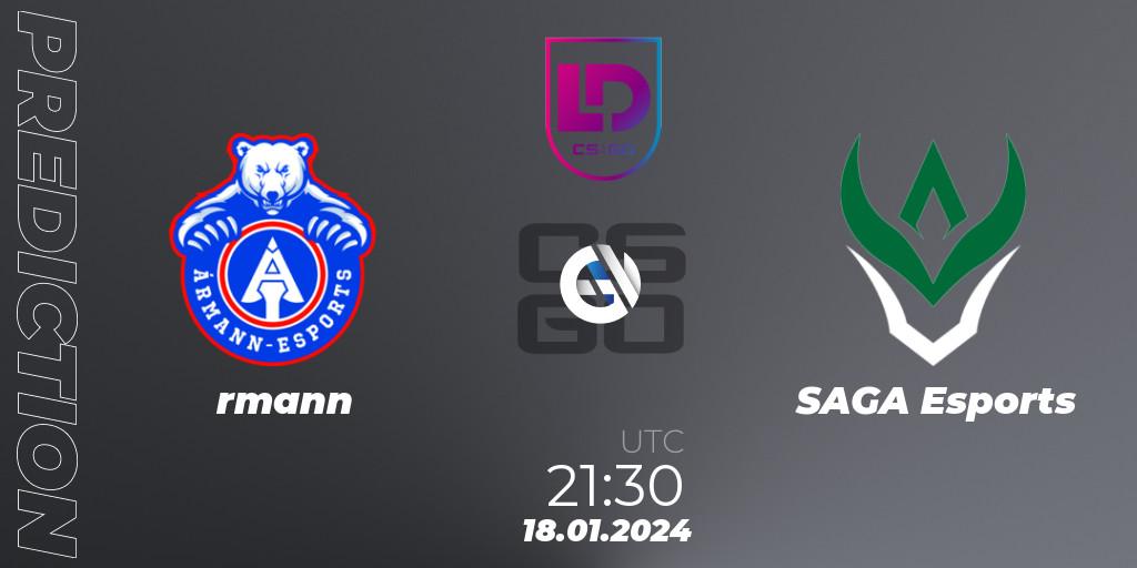 Ármann - SAGA Esports: ennuste. 18.01.24, CS2 (CS:GO), Icelandic Esports League Season 8: Regular Season