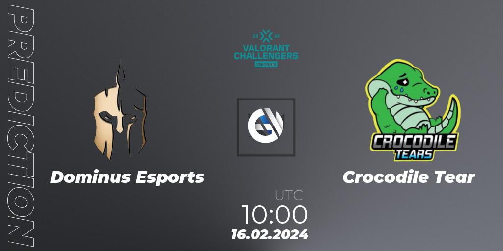 Dominus Esports - Crocodile Tear: ennuste. 16.02.2024 at 10:00, VALORANT, VALORANT Challengers 2024 Vietnam: Split 1
