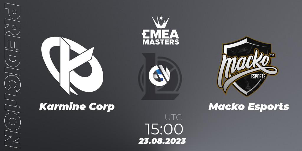Karmine Corp - Macko Esports: ennuste. 23.08.2023 at 15:00, LoL, EMEA Masters Summer 2023