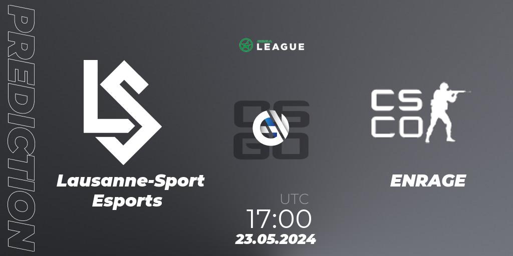 Lausanne-Sport Esports - ENRAGE: ennuste. 23.05.2024 at 17:00, Counter-Strike (CS2), ESEA Season 49: Advanced Division - Europe