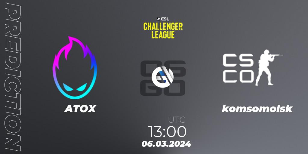 ATOX - komsomolsk: ennuste. 06.03.2024 at 13:00, Counter-Strike (CS2), ESL Challenger League Season 47: Asia