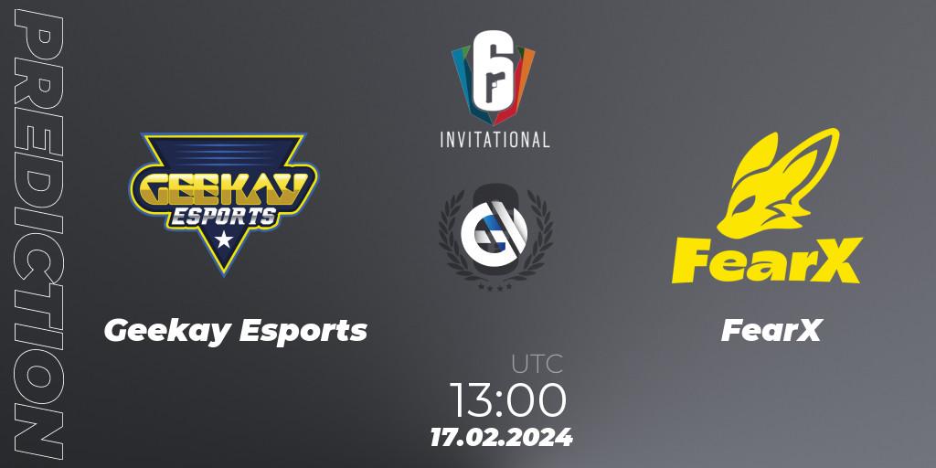 Geekay Esports - FearX: ennuste. 17.02.2024 at 13:00, Rainbow Six, Six Invitational 2024 - Group Stage