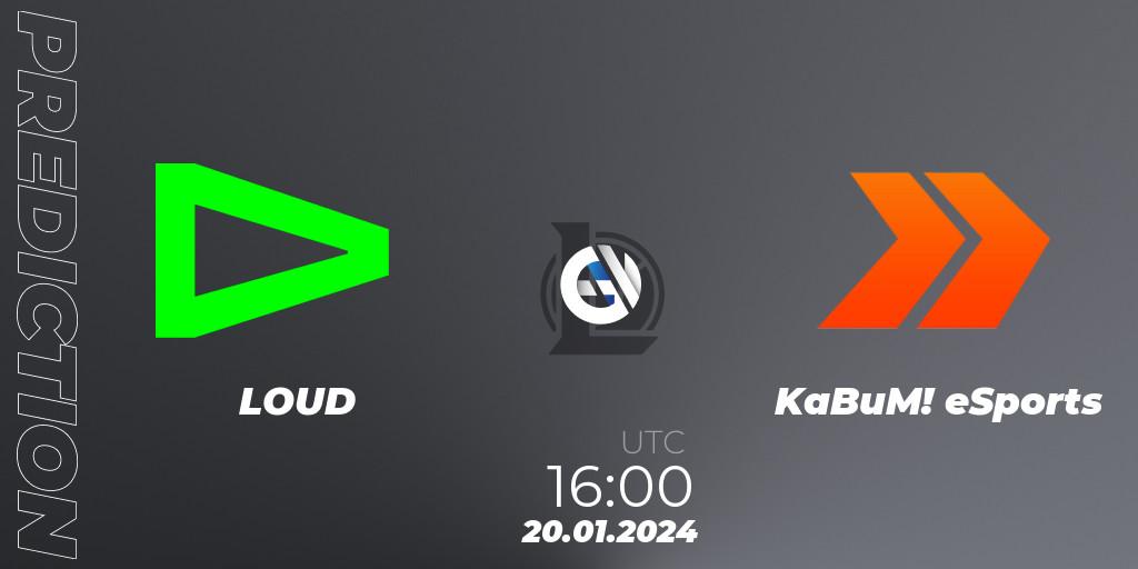LOUD - KaBuM! eSports: ennuste. 20.01.2024 at 16:00, LoL, CBLOL Split 1 2024 - Group Stage