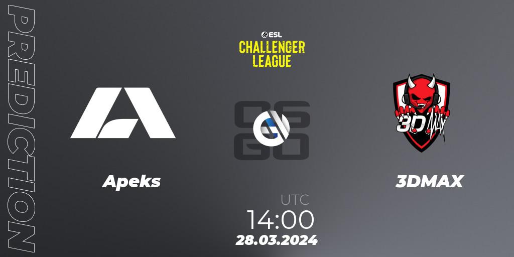 Apeks - 3DMAX: ennuste. 28.03.24, CS2 (CS:GO), ESL Challenger League Season 47: Europe