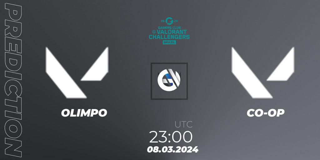 OLIMPO - CO-OP: ennuste. 08.03.2024 at 23:10, VALORANT, VALORANT Challengers Brazil 2024: Split 1