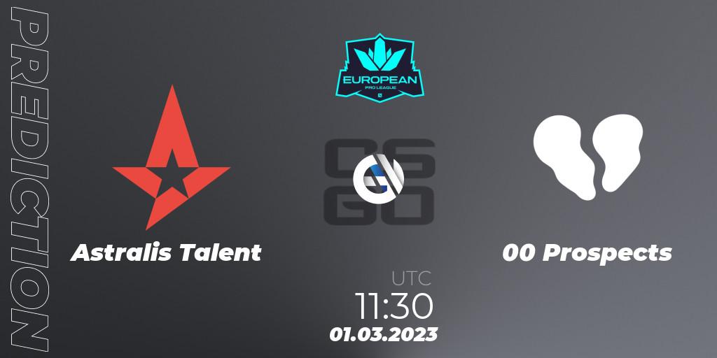 Astralis Talent - 00 Prospects: ennuste. 01.03.2023 at 11:30, Counter-Strike (CS2), European Pro League Season 6