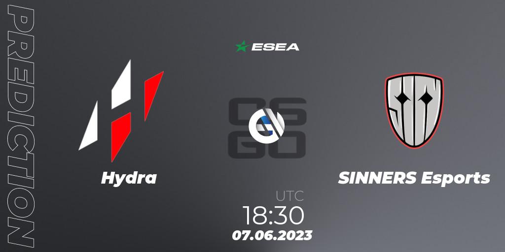 Hydra - SINNERS Esports: ennuste. 07.06.2023 at 16:15, Counter-Strike (CS2), ESEA Advanced Season 45 Europe