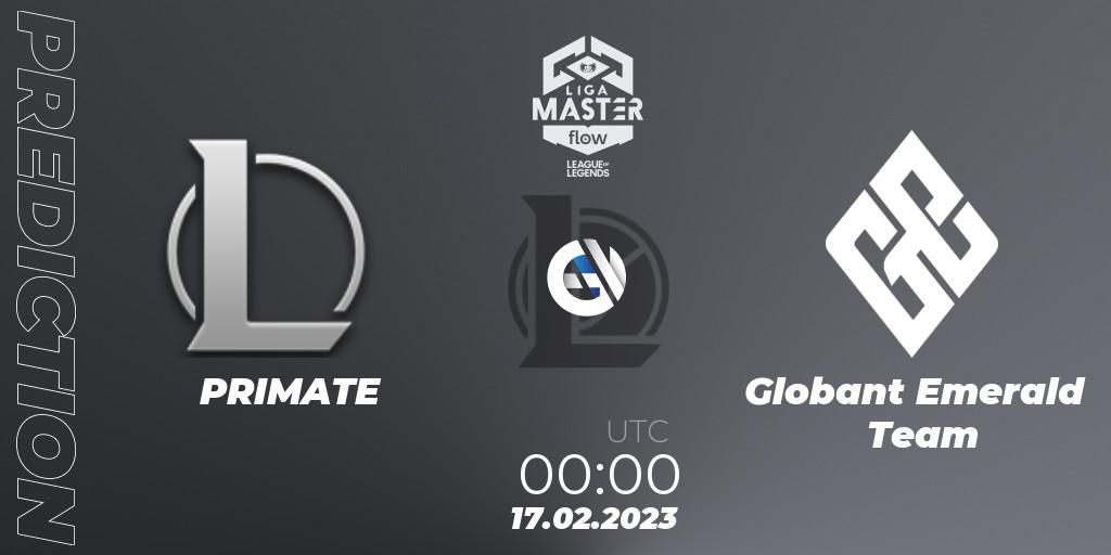 PRIMATE - Globant Emerald Team: ennuste. 17.02.2023 at 00:00, LoL, Liga Master Opening 2023 - Group Stage