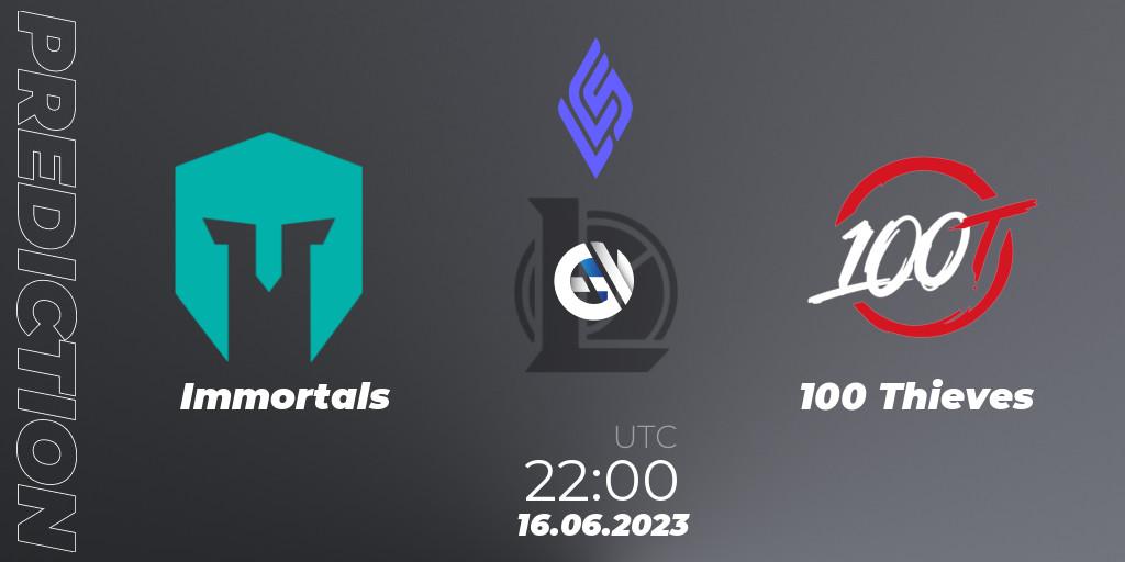 Immortals - 100 Thieves: ennuste. 23.06.23, LoL, LCS Summer 2023 - Group Stage