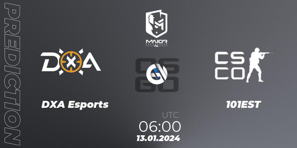 DXA Esports - 101EST: ennuste. 13.01.2024 at 06:00, Counter-Strike (CS2), PGL CS2 Major Copenhagen 2024 Oceania RMR Open Qualifier
