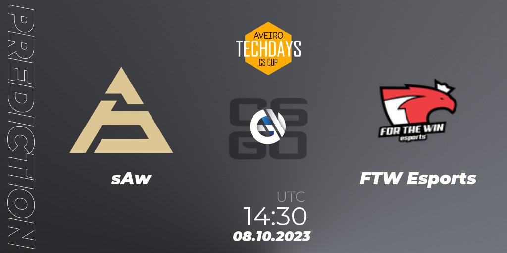 sAw - FTW Esports: ennuste. 08.10.2023 at 14:30, Counter-Strike (CS2), Aveiro Techdays Cup 2023