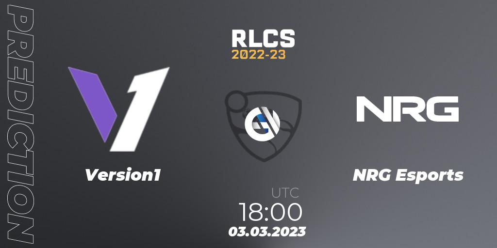 Version1 - NRG Esports: ennuste. 03.03.2023 at 18:00, Rocket League, RLCS 2022-23 - Winter: North America Regional 3 - Winter Invitational
