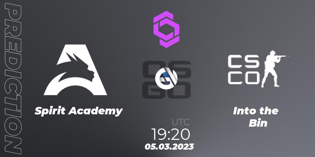 Spirit Academy - Into the Bin: ennuste. 05.03.2023 at 19:20, Counter-Strike (CS2), CCT West Europe Series 2 Closed Qualifier