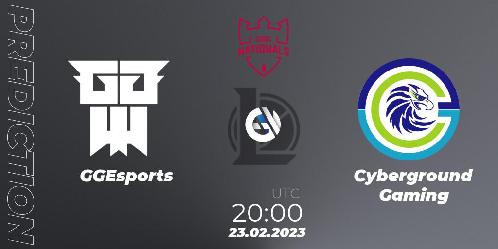 GGEsports - Cyberground Gaming: ennuste. 23.02.2023 at 20:00, LoL, PG Nationals Spring 2023 - Group Stage