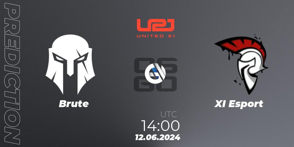 Brute - XI Esport: ennuste. 12.06.2024 at 14:00, Counter-Strike (CS2), United21 Season 14: Division 2