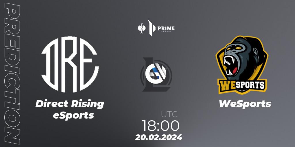 Direct Rising eSports - WeSports: ennuste. 20.02.2024 at 18:00, LoL, Prime League 2nd Division