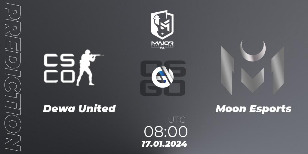 DEWA United - Moon Esports: ennuste. 17.01.24, CS2 (CS:GO), PGL CS2 Major Copenhagen 2024 Asia RMR Open Qualifier