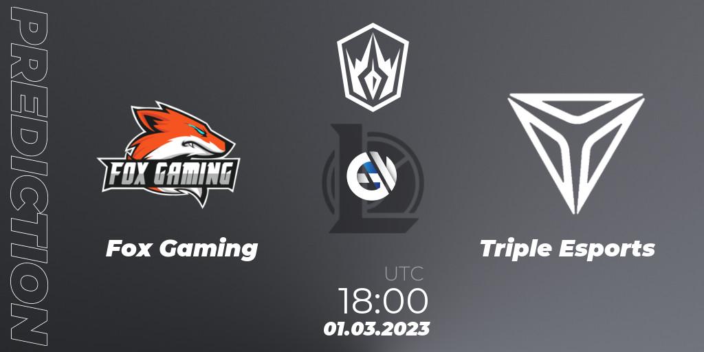 Fox Gaming - Triple Esports: ennuste. 01.03.2023 at 18:30, LoL, Arabian League Spring 2023