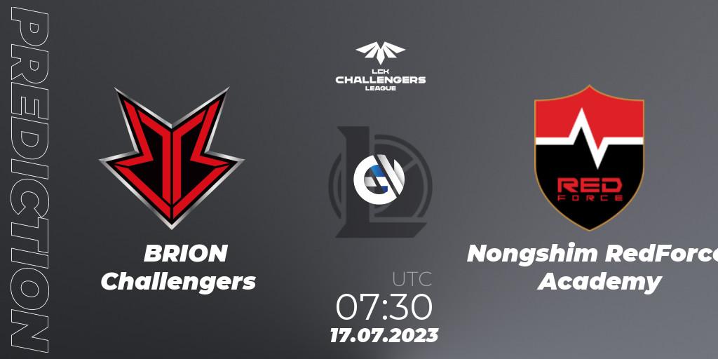 BRION Challengers - Nongshim RedForce Academy: ennuste. 17.07.23, LoL, LCK Challengers League 2023 Summer - Group Stage