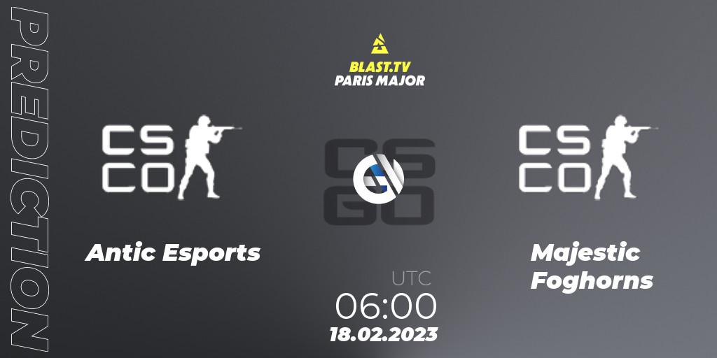 Antic Esports - Majestic Foghorns: ennuste. 18.02.2023 at 06:00, Counter-Strike (CS2), BLAST.tv Paris Major 2023 Oceania RMR Closed Qualifier