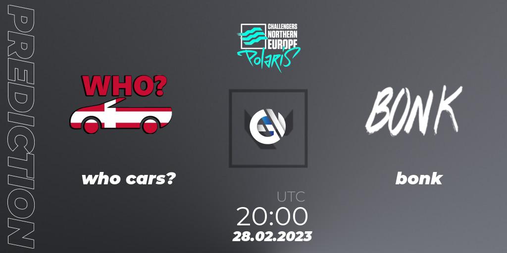 who cars? - bonk: ennuste. 28.02.2023 at 20:00, VALORANT, VALORANT Challengers 2023 Northern Europe: Polaris Split 1