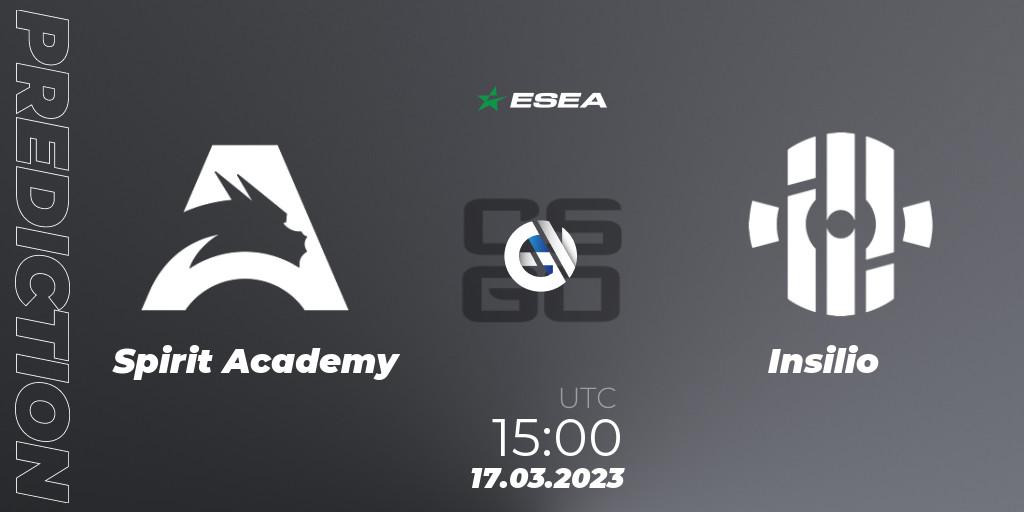 Spirit Academy - Insilio: ennuste. 17.03.2023 at 15:00, Counter-Strike (CS2), ESEA Season 44: Advanced Division - Europe