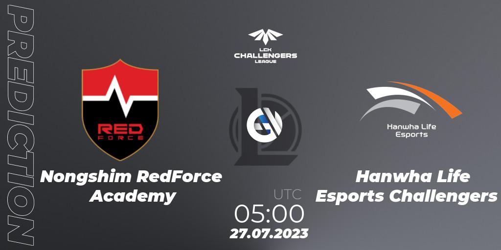 Nongshim RedForce Academy - Hanwha Life Esports Challengers: ennuste. 27.07.2023 at 05:00, LoL, LCK Challengers League 2023 Summer - Group Stage