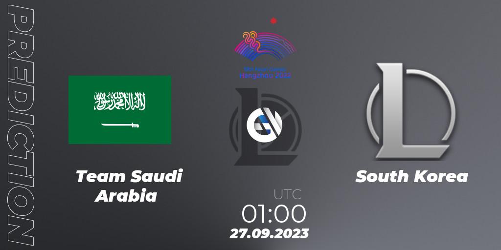 Team Saudi Arabia - Korea Team: ennuste. 27.09.2023 at 01:00, LoL, 2022 Asian Games