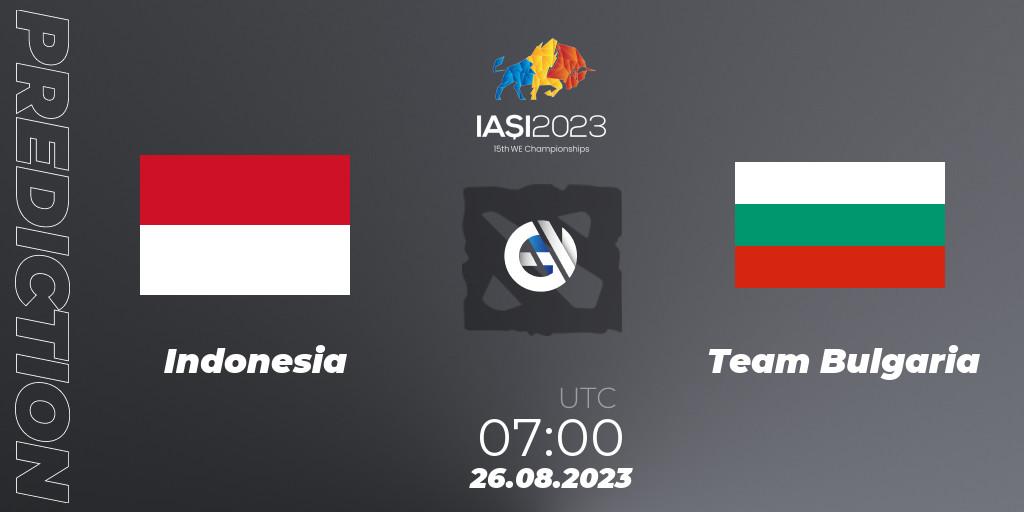 Indonesia - Team Bulgaria: ennuste. 26.08.2023 at 13:35, Dota 2, IESF World Championship 2023