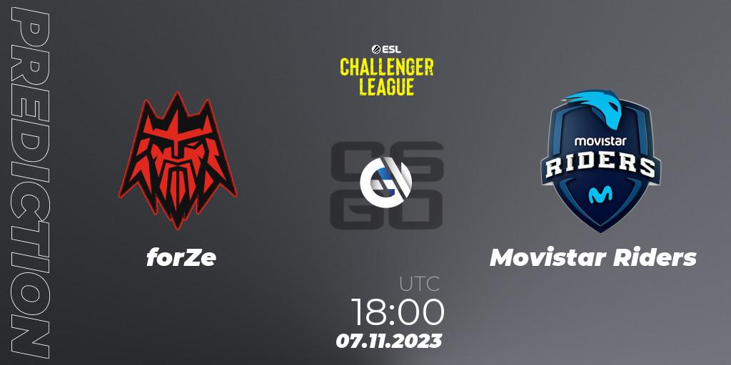 forZe - Movistar Riders: ennuste. 07.11.2023 at 18:00, Counter-Strike (CS2), ESL Challenger League Season 46: Europe