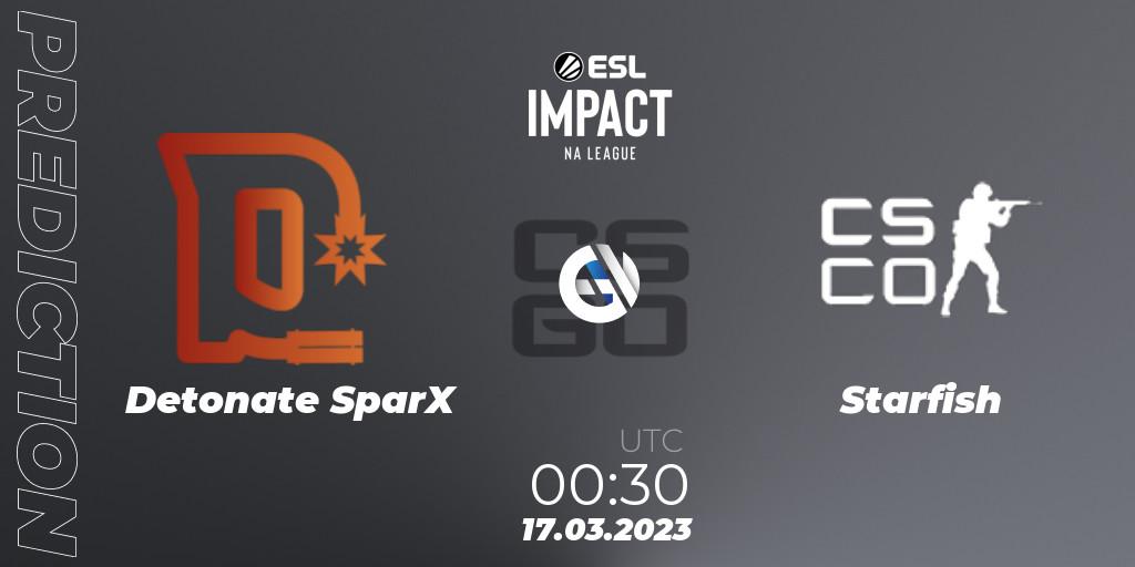 Detonate SparX - Starfish: ennuste. 17.03.2023 at 00:30, Counter-Strike (CS2), ESL Impact League Season 3: North American Division