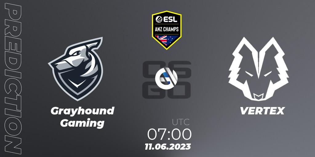 Grayhound Gaming - VERTEX: ennuste. 11.06.2023 at 07:00, Counter-Strike (CS2), ESL ANZ Champs Season 16