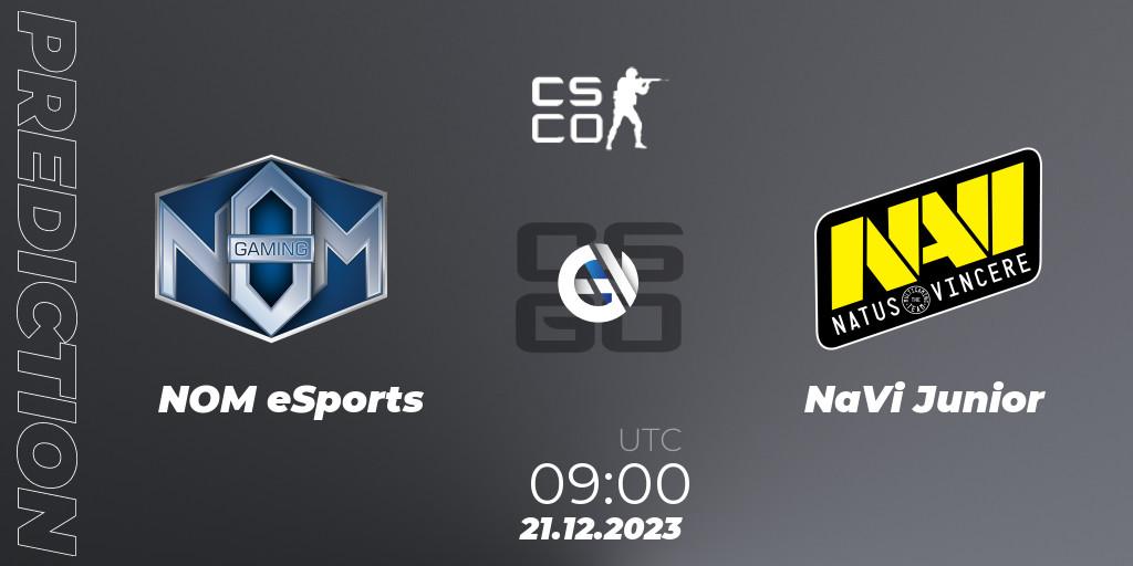 NOM eSports - NaVi Junior: ennuste. 21.12.2023 at 09:00, Counter-Strike (CS2), European Pro League Season 13: Division 2