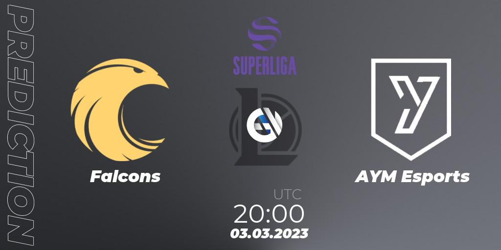 Falcons - AYM Esports: ennuste. 03.03.2023 at 20:00, LoL, LVP Superliga 2nd Division Spring 2023 - Group Stage