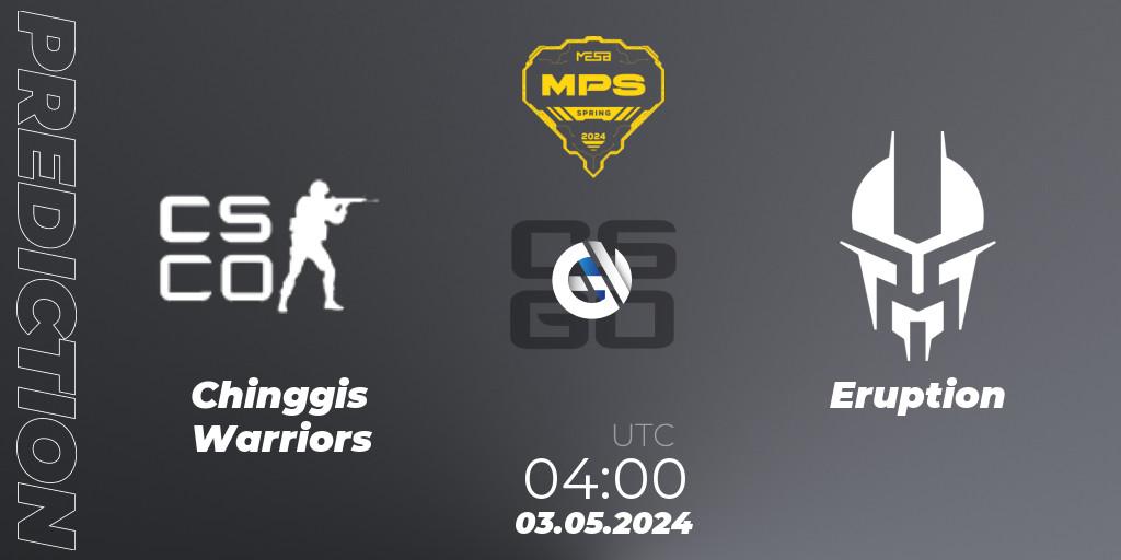 Chinggis Warriors - Eruption: ennuste. 03.05.2024 at 04:00, Counter-Strike (CS2), MESA Pro Series: Spring 2024