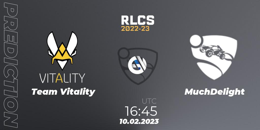 Team Vitality - MuchDelight: ennuste. 10.02.2023 at 16:45, Rocket League, RLCS 2022-23 - Winter: Europe Regional 2 - Winter Cup