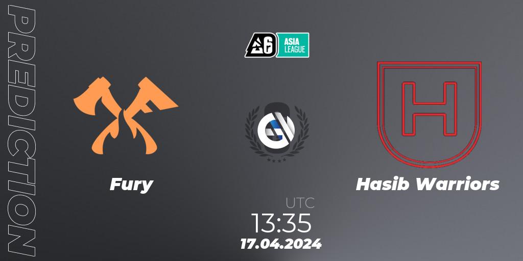 Fury - Hasib Warriors: ennuste. 17.04.2024 at 14:45, Rainbow Six, Asia League 2024 - Stage 1
