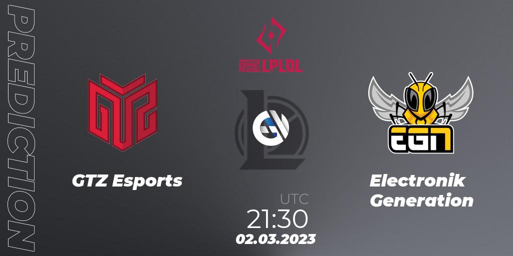 GTZ Esports - Electronik Generation: ennuste. 02.03.2023 at 21:30, LoL, LPLOL Split 1 2023 - Group Stage