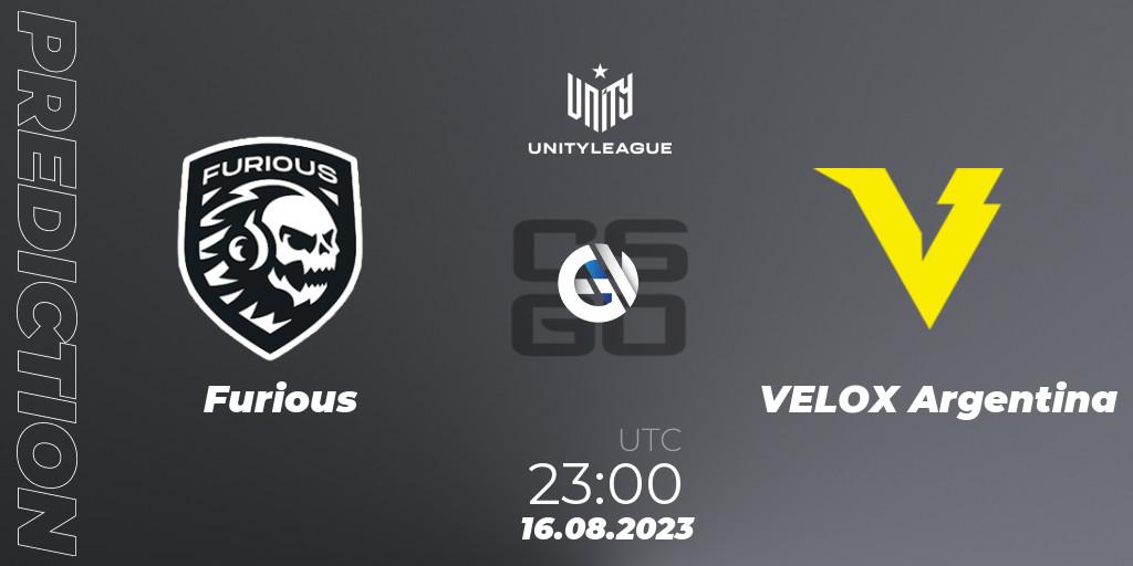 Furious - VELOX Argentina: ennuste. 16.08.2023 at 23:00, Counter-Strike (CS2), LVP Unity League Argentina 2023